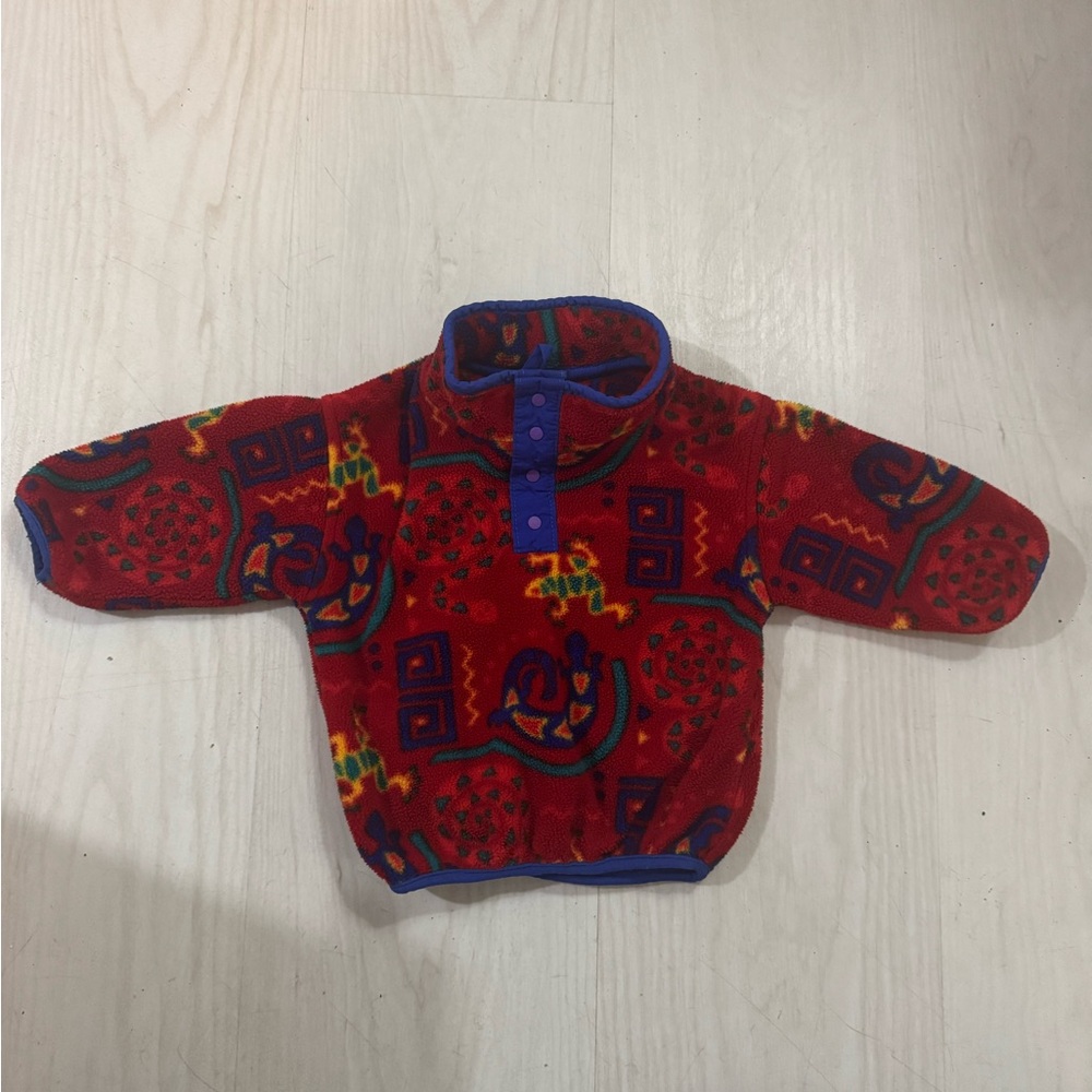 L.L. Bean Red and Blue Fleece Pullover